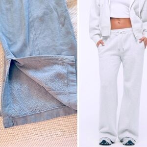 ABERCROMBIE & FITCH Blue Fleece Wide Leg Sweatpants w Slit Hem